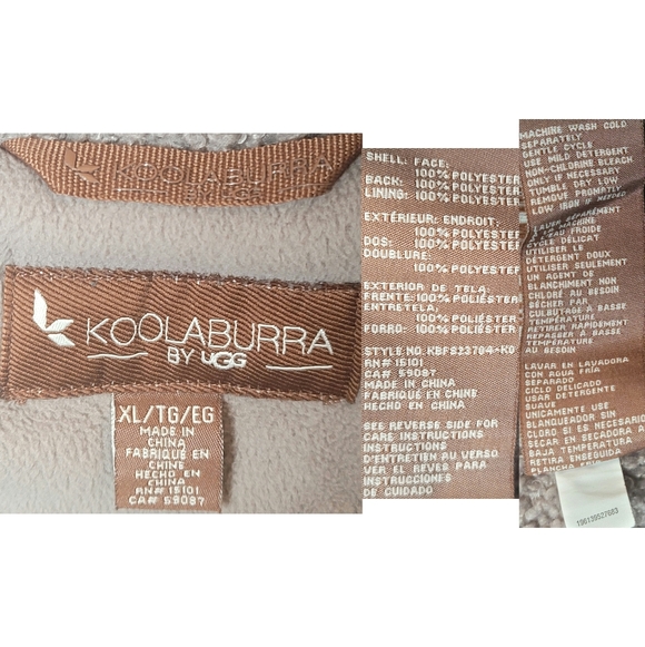 Koolaburra by UGG Cozy Sherpa Jacket Sz XL Truffle Mauve Hooded Zip Up Fleece - Picture 15 of 16